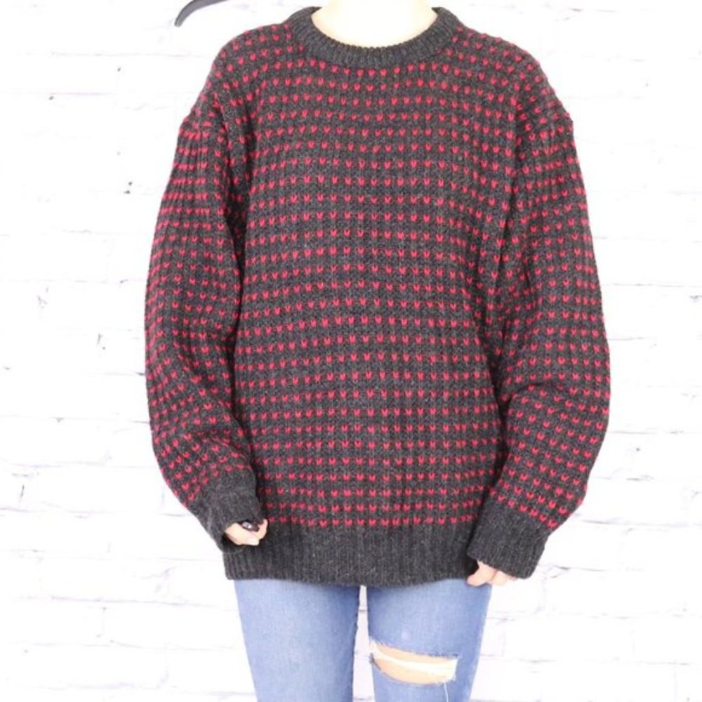 Woolrich wool vintage red black heart sweater - Picture 3 of 7